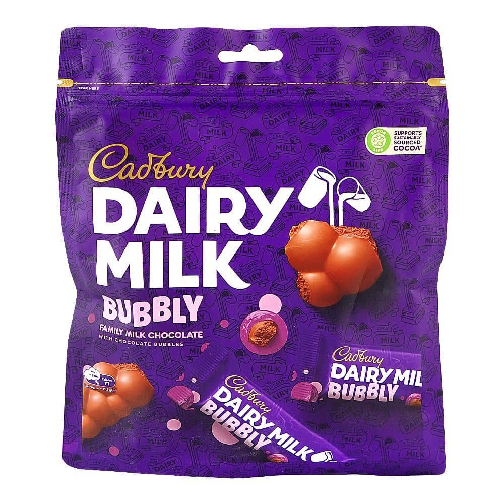Cadbury Dairy Milk Bubbly Mini Bars, 135g Bag